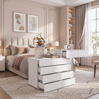 Sunvega White 10 Drawer Dresser with Ample Storage Space for Bedroom and Office