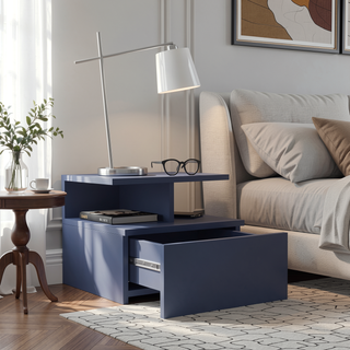 Sunvega Floating Nightstand with Large Drawer and Multiple Shelves for Storage or Decor