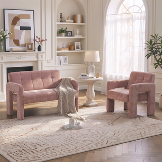 Sunvega Nordic Modern Upholstered Sofa with Dual Armrests for Living Room and Bedroom