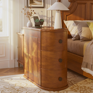 Sunvega American Style End Table with Charging Station Drawers and Arc Design