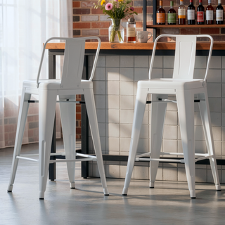 Sunvega 24 Inch Metal Counter Height Stool Set of 2 with Curved Backs