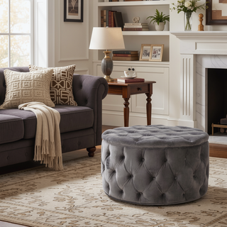 Sunvega Plush Comfortable and Durable Ottoman Footstool for Extra Seating