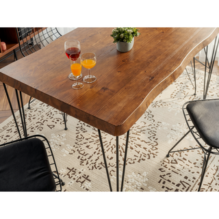 Sunvega Elegant Solid Wood Dining Table for 4-6 People with Natural Grain