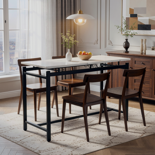 Sunvega Rustic Black 3-Piece Kitchen Table Set with Upholstered Chairs for Small Spaces