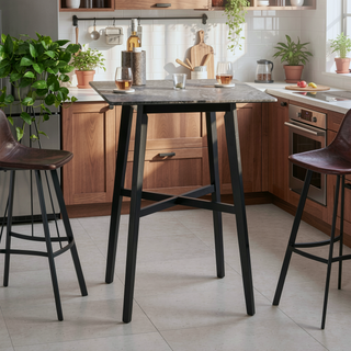 Sunvega Modern Bar Height Dining Table with Rubberwood Legs and Marble Laminate Top