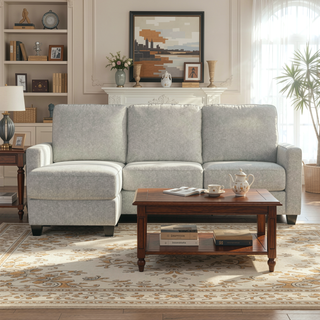 Sunvega Gray Reconfigurable Sectional Sofa with Contemporary Style and Easy Assembly