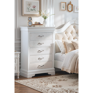 Sunvega Silver Champagne Nightstand with Two Spacious Drawers for Bedroom