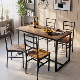 Sunvega Industrial Style Five-Piece Table and Chair Set with Backrest for Various Scenarios