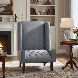 Sunvega Manual Wing Chair Recliner with High Resilience Sponge and Silver Bubble Nails