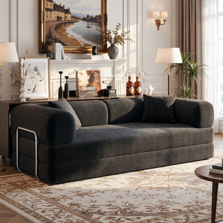 Sunvega Modular Sectional Sofa Bed with Pillow Back Support Armrest in Corduroy Fabric
