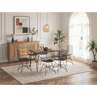 Sunvega Elegant Solid Wood Dining Table for 4-6 People with Natural Grain
