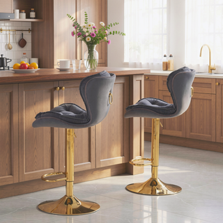 Sunvega Set of 2 Swivel Bar Stools with Chrome Footrest and Adjustable Height