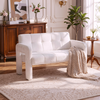 Sunvega Nordic Modern Upholstered Sofa with Dual Armrests for Living Room and Bedroom