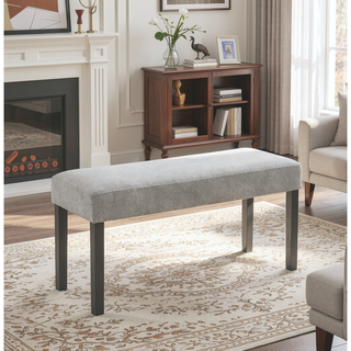 Sunvega Light Gray Fabric Upholstered 40 Inch Bench with Dark Gray Wood Frame
