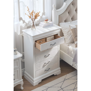 Sunvega Silver Champagne Nightstand with Two Spacious Drawers for Bedroom