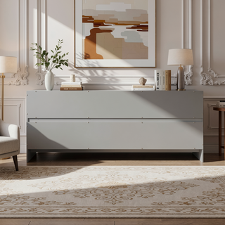 Sunvega Twin Floor Bed with Bedside Bookcase Guardrails and Shelves in Grey