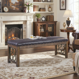 Sunvega Classic Traditional Weathered Cherry Finish Wooden Dining Furniture with Synthetic Leather Seat