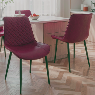 Sunvega Modern PU Leather Dining Chairs Set of 2 with Metal Legs Waterproof