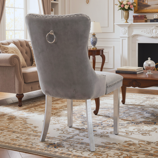 Sunvega Modern High-end Tufted Velvet Upholstered Dining Chair with Chrome Legs and Nailhead Trim