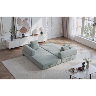 Sunvega Foldable Compressible Sofa with Metal Frame and Cushions for Small Spaces