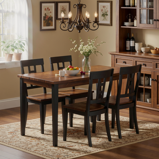 Sunvega Black Contemporary Gathering Height Table for Dining Room and Kitchen