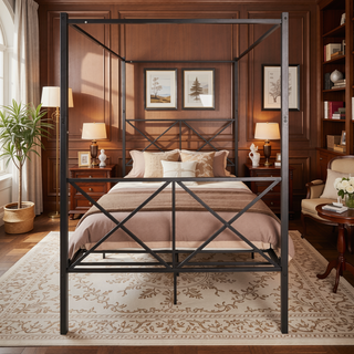 Sunvega Sturdy Full Metal Platform Bed Frame with X Shaped Support and Storage