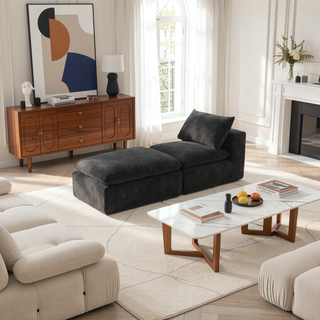 Sunvega Modern Chenille Cloud Sofa with High-Density Sponge Filling for Living Room