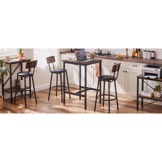 Sunvega Bar Table Set with 2 PU Soft Seat Backrest Bar Stools for Small Spaces