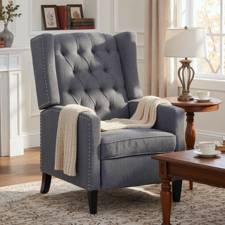 Sunvega Manual Wing Chair Recliner with High Resilience Sponge and Silver Bubble Nails