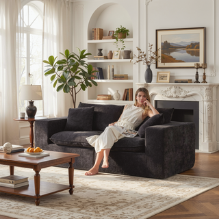 Sunvega Modern Chenille Cloud Sofa with High-Density Sponge Filling for Living Room