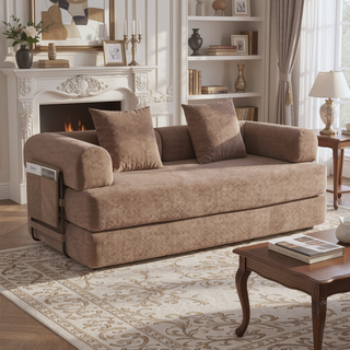 Sunvega Foldable Compressible Sofa with Metal Frame and Cushions for Small Spaces