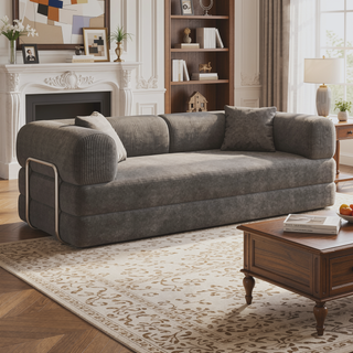 Sunvega Modular Sectional Sofa Bed with Pillow Back Support Armrest in Corduroy Fabric