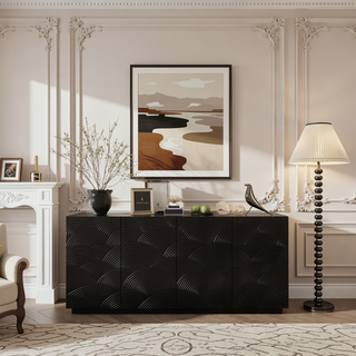 Sunvega Modern Sideboard Buffet Cabinet with Water Ripple Design and Ample Storage for Kitchen