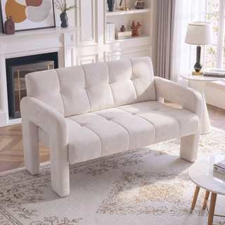 Sunvega Nordic Modern Upholstered Sofa with Dual Armrests for Living Room and Bedroom