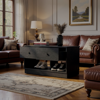 Sunvega Tulip Storage Bench with Two Drawers and Two Shelves