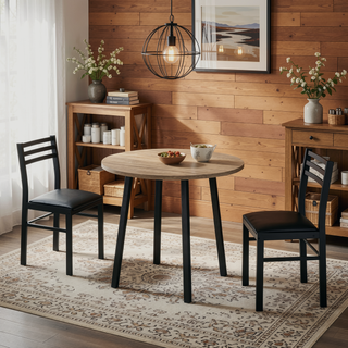 Sunvega 3-Piece Dining Table Set with Drop Leaf Table and 2 Upholstered Chairs