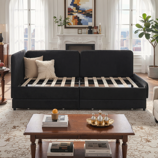 Sunvega Twin Size Upholstered Sofa Bed Frame with 2 Storage Drawers and Velvet