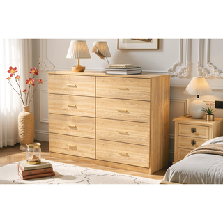 Sunvega Modern 8-Drawer Dresser with Golden Handles for Bedroom Ample Storage