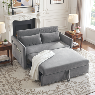 Sunvega 3-in-1 Adjustable Velvet Sleeper Sofa Bed with USB Port and Storage Pockets