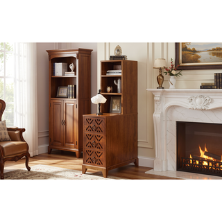 Sunvega American Style End Table with Charging Station Drawers and Arc Design