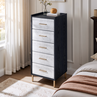 Sunvega Black and Silver 4-Drawer Jewelry Armoire with Lift Top and Mirror