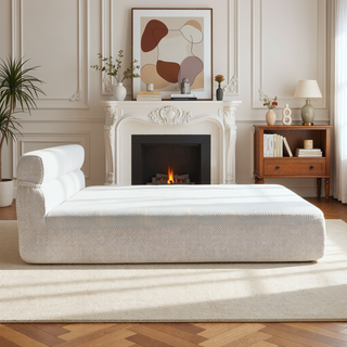 Sunvega All-in-One Full Mattress and Bed Frame with Cooling Fabric for Living Room