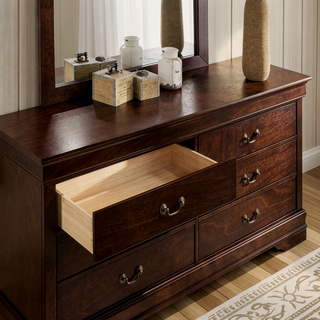 Sunvega Transitional Style Solid Wood Nightstand with Antique Brass Hanging Pulls