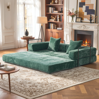 Sunvega Convertible Foldable Sofa Bed with Pillow Back Support Armrest for Living Room