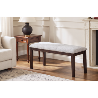 Sunvega Walnut Color Cushion Padded Seat Dining Room Bench in Contemporary Style