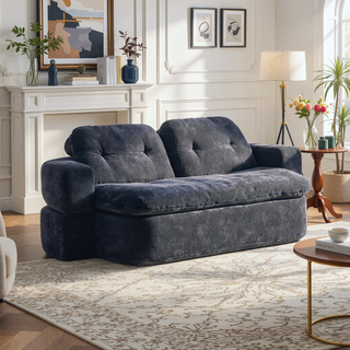 Sunvega Modern Corduroy Convertible Sofa Bed with Pillows and Quilt for Living Room