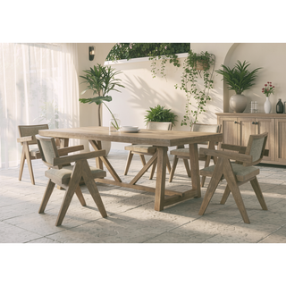 Sunvega Black Contemporary Metal Trestle Base Dining Table Rectangle 1pc