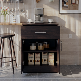 Sunvega Black Multistorage Pantry Cabinet with One Drawer and Two Shelves