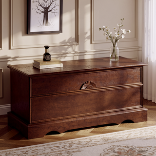 Sunvega Warm Brown Rectangular Cedar Chest with Lock for Secure Storage and Home Decor