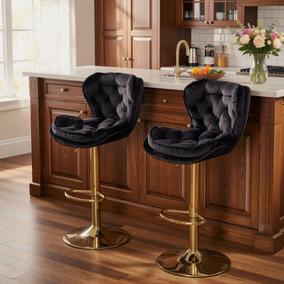 Sunvega Set of 2 Swivel Bar Stools with Chrome Footrest and Adjustable Height